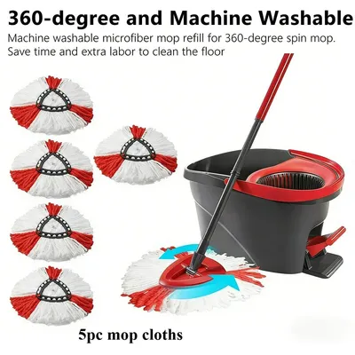 Produktbild von 5 Stück  2in1  Ersatz-Moppköpfe, 360 drehbarer Bodenwischer,Mikrofaser-Wischmopp für Vileda TurboEasyWring Spin Mop, für O-Zeder.