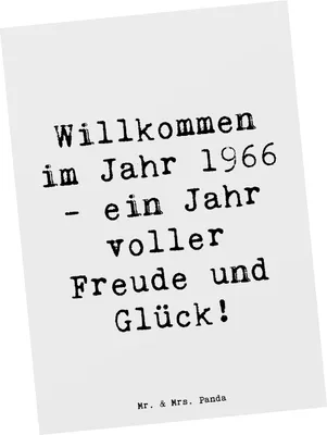 Produktbild von Mr. & Mrs. Panda Grußkarte Spruch 1966 Geburtstag - Weiß - Geschenk, Fotokarte, Postkarten, Postkarte, Ansichtskarte, besondere Erinnerungen, Happy Birthday, Nostalgie