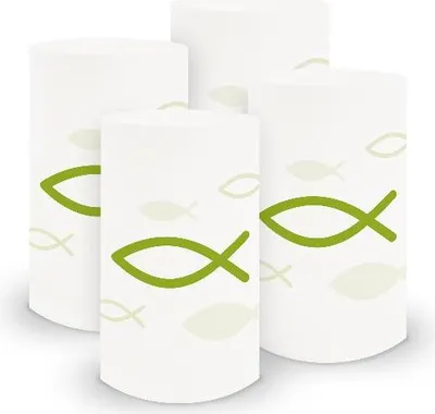 Produktbild von itenga 6x Windlicht klein Fisch grün Kommunion Konfirmation Taufe
