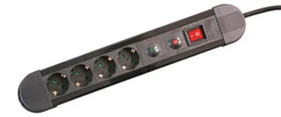 Productafbeelding van Basis stopcontacten met overspanningsbeveiliging, zwart.