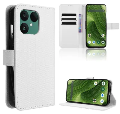 Immagine prodotto di Custodia Fairphone 6 con design a rombi, modello Book Wallet, in Pelle finta, colore bianco
