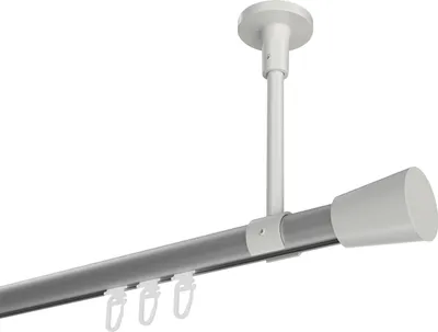 Produktbild von Interdeco Innenlaufstange / Gardinenstange mit Innenlauf Silbergrau / Weiß, Typ Sonette Sitra (Konus) Deckenmontage, 20 mm Ø 1-läufig, 320 cm