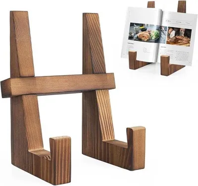 Produktbild von Kochbuchständer Holz - Kochbuchhalter mit rustikalem Design - 12x12x225cm