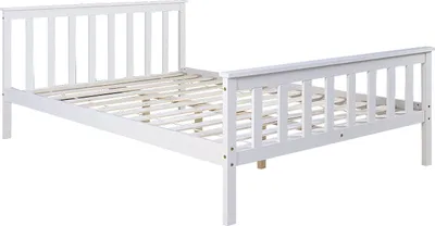 Image de Lit en bois double massif pin 140x200 blanc cadre de lit avec sommier futon lit