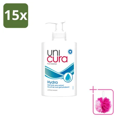 Productafbeelding van 15 x Unicura Hydra vloeibare zeep - Hydraterend - 250 ml - Voordelige verpakking - 15 stuks