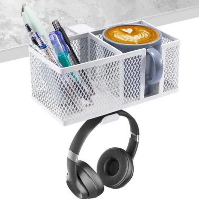 Produktbild von 3-in-1 Schreibtischorganizer und Kopfhörerhalter - Schreibtischorganizer für Büro - Schwarz
