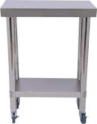 Obrázok produktu pre Pracovný stôl z nehrdzavejúcej ocele, nosnosť 300 kg, rozmer 60x45x85 cm. Vhodný ako kuchynský pracovný stôl alebo cateringový stôl