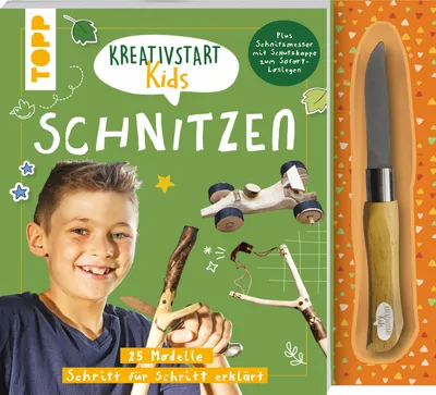 Produktbild von Kreativstart Kids Schnitzen. Anleitungsbuch und Material