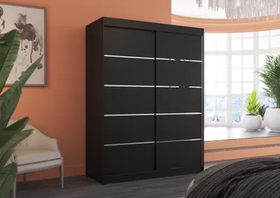Obrázek produktu pro Šatní skříň s posuvnými dveřmi 150 cm FAKRIA - černá