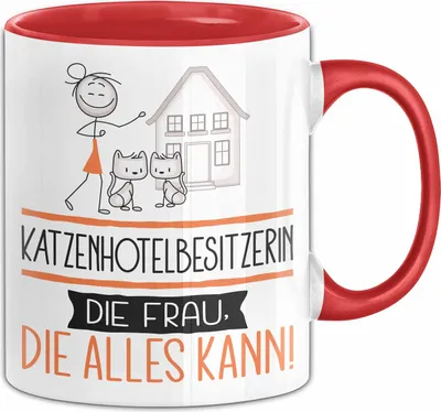 Produktbild von Katzenhotelbesitzerin Geschenk Tasse Becher Die Frau Die Allen Kann Geschenkidee für eine Katzenhotelbesitzerin Lustig (Rot)