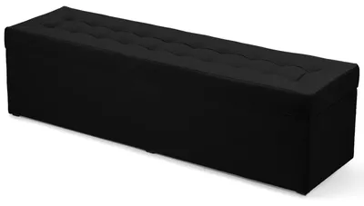 Produktbild von MG Design Polsterhocker Schwarz 45x160 cm - Stauraum 190L, bis 300 kg, matt & pflegeleicht, für Wohnzimmer & Flur