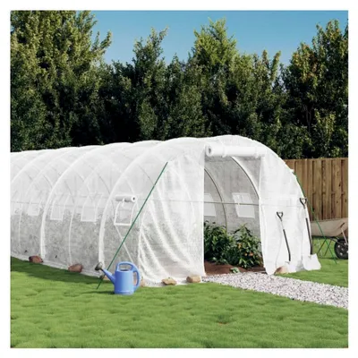 Produktbild von Gewächshaus mit Stahlrahmen Weiß 18 m² 6x3x2 m für Garten, Terrasse und Aufzucht