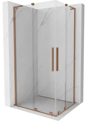 Obrázek produktu pro Mexen Velar L Duo sprchová zástěna posuvná 100 x 90 cm, transparentní, kartáčovaná měď - 871-100-090-02-03-65