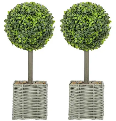 Image de Ensemble de 2 plantes artificielles - Arbres décoratifs en pot - Résistant aux UV - Pour intérieur - Fabriqué en plastique PE - Décoration d'intérieur - Vert