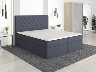 Produktbild von Boxspringbett IWA 120x200 mit 2 Bettkästen, Bonell-Matratze und Topper. Möbel vom Hersteller- Handarbeit! Bett Komplett-Set mit Matratze, Bettkasten & Kopfteil. Modern und robust.