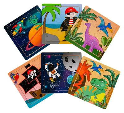 Image de Houten Puzzel (Ruimte, Piraat of Dinosaurus)