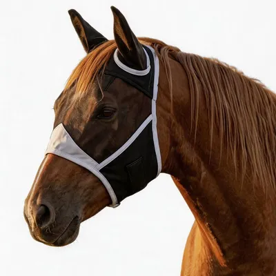 Produktbild von Atmungsaktive Fliegenmaske Pferd Größe S, Insektenschutz mit Ohren für Pony, Cob & Warmblut
