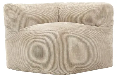 Produktbild von Modularer Eck-Sitzsack für Erwachsene, Beige, Flauschiger Cordstoff, Bequemer Bean Bag mit Schaumstofffüllung, Relaxsessel für das Wohnzimmer