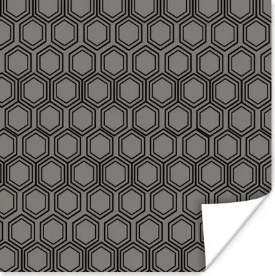Produktbild von MuchoWow® Poster Schwarz - Muster - Sechseck 30x30 cm - Wandposter - Printing