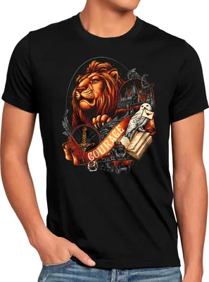 Produktbild von BaumwolleCloud Courage Herren T-Shirt eule harry zauberstab besen zauberschule