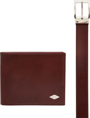 Produktbild von FOSSIL Geldbörse Gürtel Ryan Large Coin Pocket & Belt Gift Set Cognac braun