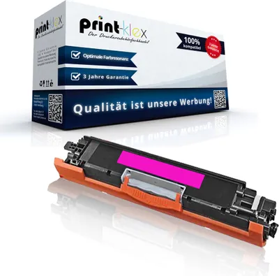 A toner cartridge and its packaging are shown against a reflective white background.