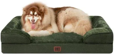 Obrázok produktu pre Ortopedické psie lôžko XXL, 132 x 104 x 20 cm, vodovzdorné, protišmykové, s vysokým okrajom, tmavozelené
