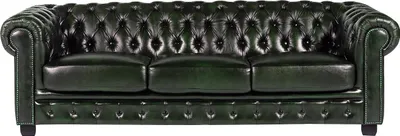 Produktbild von BRENTON 4-Sitzer-Sofa im Chesterfield-Stil aus 100% Büffelleder - Farbe: imperial green