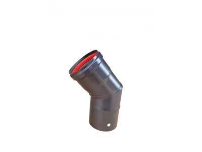 Obrázek produktu pro Žemini, koleno kouřovodu s těsněním 45°, průměr 80 mm, smaltované, černé (pro peletová kamna)