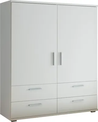 Produktbild von Stauraumschrank >Adeline< 2 Schübe, 2 Böden, Kleiderstange, Weiß - 120x140x38cm (BxHxT)