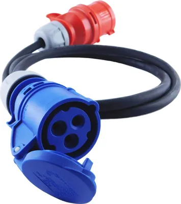 Produktbild von NWP Adapter CEE Kupplung 230V 16A auf CEE Stecker 400V 16A - 1,5m Anschlusskabel 3x2,5mm² Gummischlauchleitung - IP44 - Für Camping, Caravan, Boot, Märkte