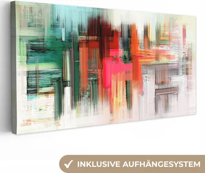 Produktbild von MuchoWow® - Leinwandbilder - Ölgemälde - Abstrakt, Wandbild, Wanddeko Bilder Wohnzimmer, 80x40 cm