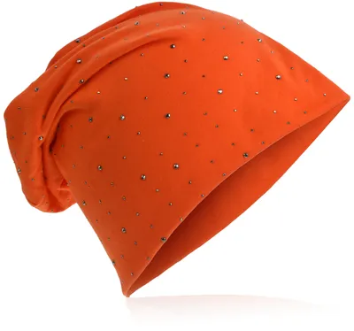 Produktbild von Beanie Muetze Strass Nieten Orange