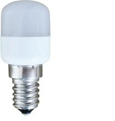 A close-up shot of an LED light bulb with a screw base.