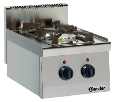 Produktbild von Bartscher Gasherd Serie 600, 2 Kochstellen, kompaktes Tischgerät, BxT 400x600 mm