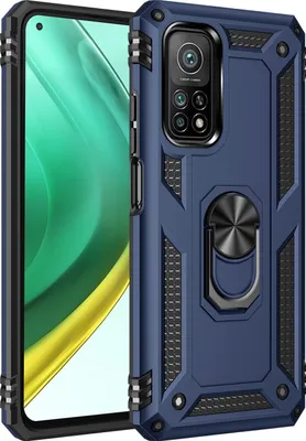 Produktbild von Mobigear Armor Ring Xiaomi Mi 10T Hülle Hardcase Backcover Stoßfest mit Ringhalter - Blau