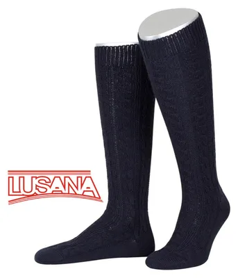 Lusana Trachtenkniestrümpfe in blau