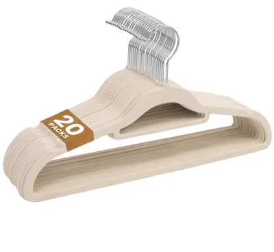 Productafbeelding van Fluwelen kledinghangers, 20 stuks, antislip, met draaibare haken, met schouderuitsparingen, voor de garderobe