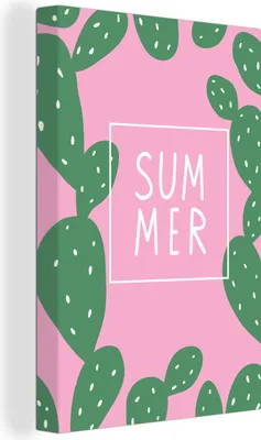 Produktbild von OneMillionCanvasses® - Leinwandbilder - 90x140 cm, Zitate - Kaktus - Sommer - Muster - Rosa, Wandbilder Kunstdruck Wanddekoration - Wandschmucke - Schlafzimmer