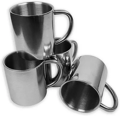Produktbild von Famanu Campingbecher Set 4 Stück - Doppelwandig isoliert, Edelstahl, 200 ml