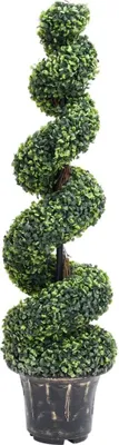 Produktbild von The Living Store Künstlicher Buchsbaum mit Topf Spiralform Grün 117 cm