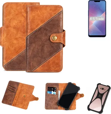 Produktbild von K-S-Trade Handy-Hülle Schutz-Hülle Bookstyle Case Wallet-Case kompatibel mit Oppo A5 Handy Cover Bumper Kantenschutz Smartphone dunkelbraun braun 1x