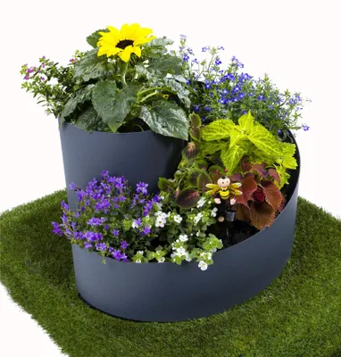 Produktbild von Jardinion Kräuterspirale Pflanzspirale Gewürzspirale 35cm x Ø55cm Grau, Kräuterschnecke, Beet, Kräutergarten, Kräuterturm, Gartendekoration, Blumentreppe, Hochbeet