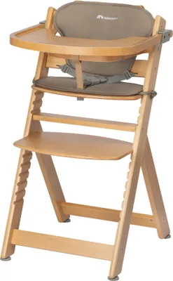 Produktbild von Bebeconfort Timba + Sitzkissen, Kinderhochstuhl Mitwachsend, 6 Monate-10 Jahre, Abnehmbares Tablett, Verstellbarer Sitz/Fußstütze, Naturholz + Beige