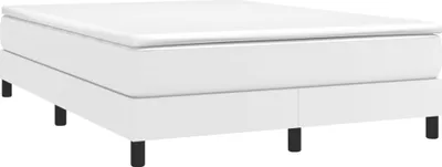 A white bed frame with a mattress on top, shown from a side-front angle against a white background.