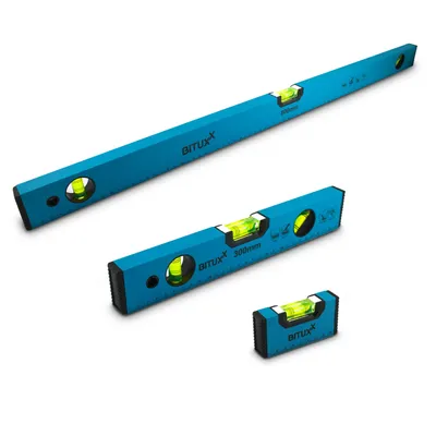 Produktbild von Bituxx Wasserwaagen Set magnetisch Magnetwasserwaage Wasserwage Richtwaage Messwaage Bauwaage 3 Libellen Aluminium 10 / 30 / 80cm MS-19473
