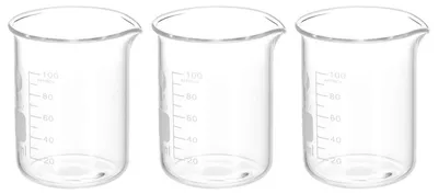 Productafbeelding van Glazen beker, 100 ml, set van 3, van borosilicaatglas met schaalverdeling en uitgietrand