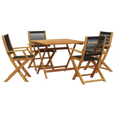 Immagine prodotto di vidaXL Set da pranzo da giardino 5 pezzi in polipropilene e legno massiccio nero