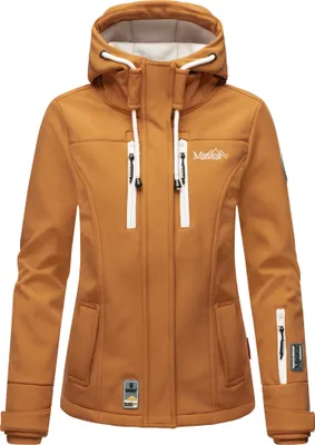 Produktbild von Marikoo Leichte Damen Softshelljacke mit Kapuze Outdoor Regenjacke wasserdicht Kleinezicke Caramell Brown Gr. 42 - XL