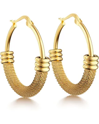 Produktbild von Creolen Ohrringe Damen Gold Edelstahl Hoop Ohrringe 30 mm, J0785